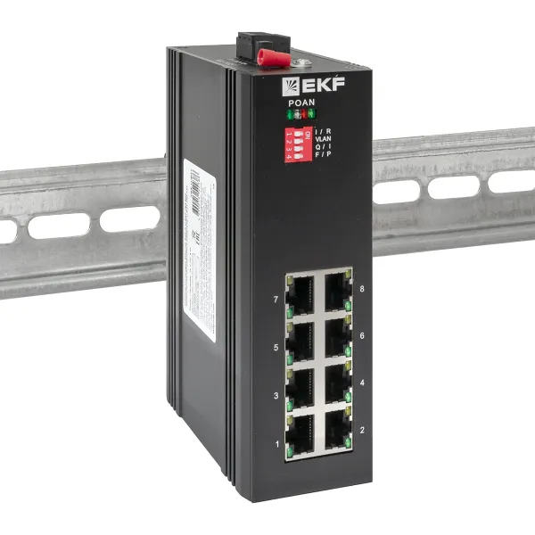 Промышленный неуправляемый коммутатор U-8GT, 8 портов 10/100/1000Base-T(X) RJ45, монтаж на динрейку TSX EKF