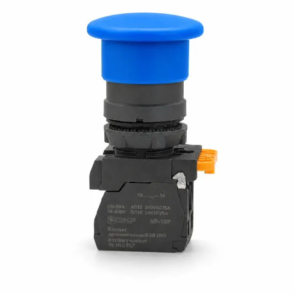 Кнопка SB-34 грибовидная 1NO+1NC синяя EKF