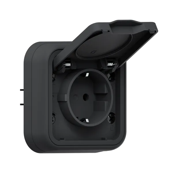 Розетка, одноместная, СП, винтовые клеммы антрацит, Бронто EKF