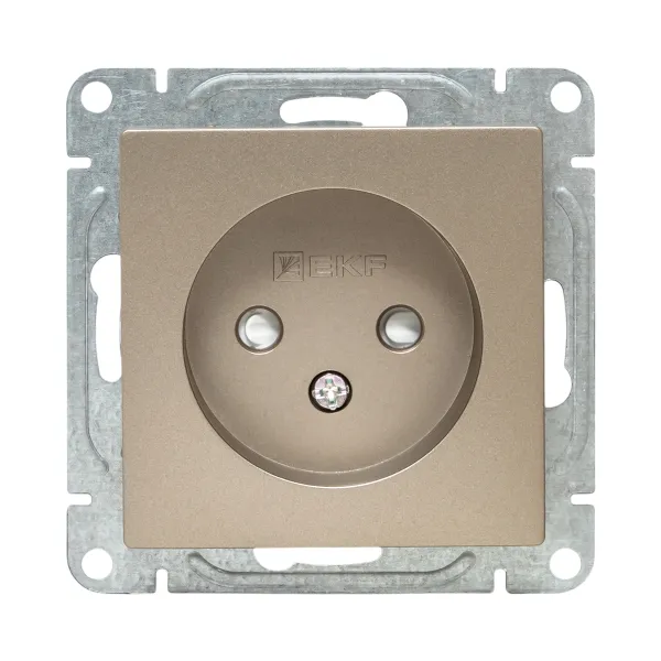 Механизм розетки, 16А, без заземления, со шторками, шампань Эпика EKF