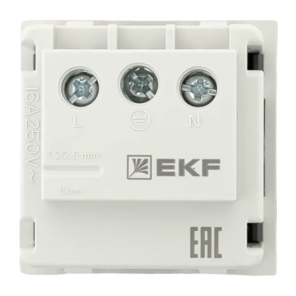 Розетка 45х45 с зазем., с защ. шторками, 90 градусов, черная, матовая EKF