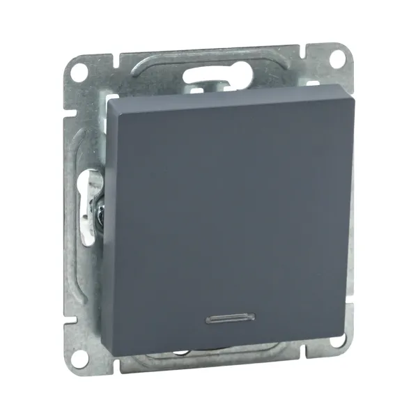 Механизм выключателя, одноклавишный, с подсветкой, графит Эпика EKF