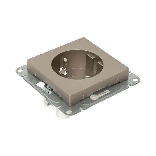 Механизм розетки, 16А, с заземлением, со шторками, шампань Эпика EKF