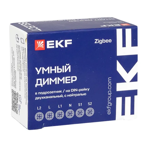 Умный диммер в подрозетник 2-канальный Zigbee EKF Connect Select