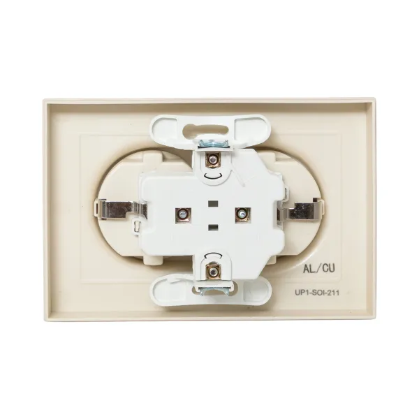 Механизм розетки двойной, 16А, с заземлением, со шторками, с рамкой, кремовый Эпика EKF
