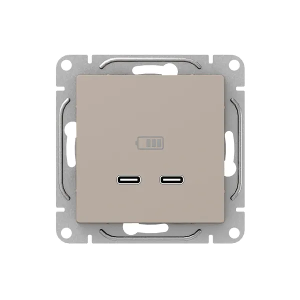 Механизм розетки USB-C - 2шт, кремовый Эпика EKF