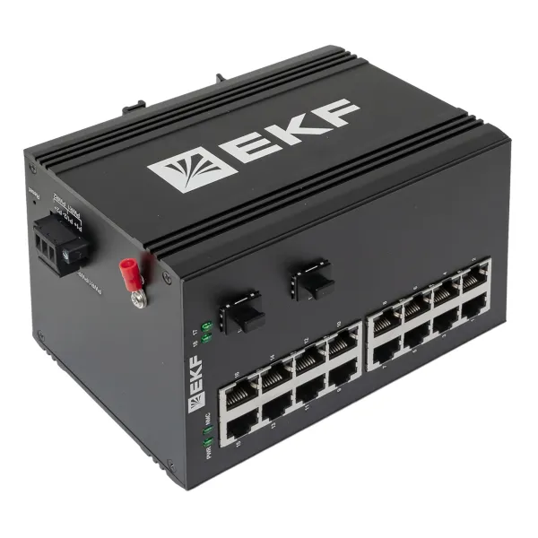 Промышленный неуправляемый коммутатор U-2GX/SFP-16GT, 2 порта 1000Base-X SFP, 16 портов 10/100/1000Base-T(X) RJ45, монтаж на динрейку TSX EKF