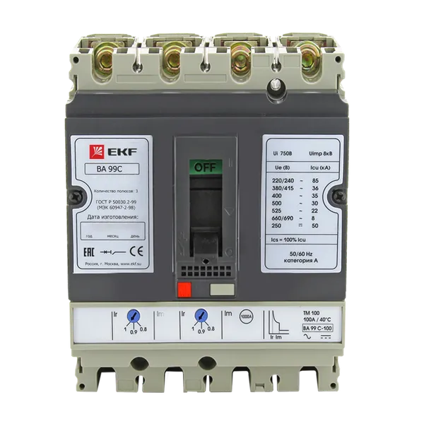 Выключатель автоматический ВА-99C 100/20А 3P+N 35кА EKF