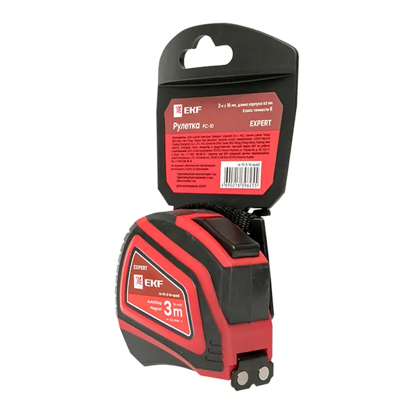Рулетка измерительная РС-10 (3 м х 16 мм) Autostop Магнит EKF Expert