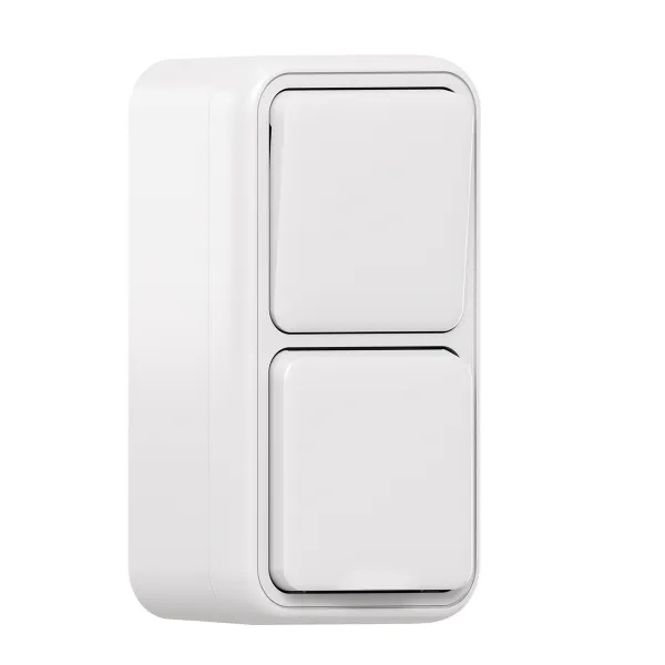 Блок: розетка и выключатель, одноклавишный, проходной ОП, винтовые клеммы белый, Бронто EKF