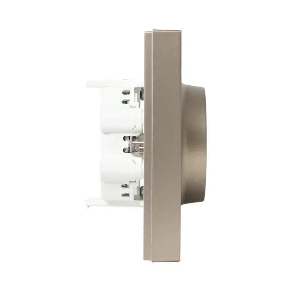 Механизм розетки двойной, 16А, с заземлением, без шторок, с рамкой, шампань Эпика EKF