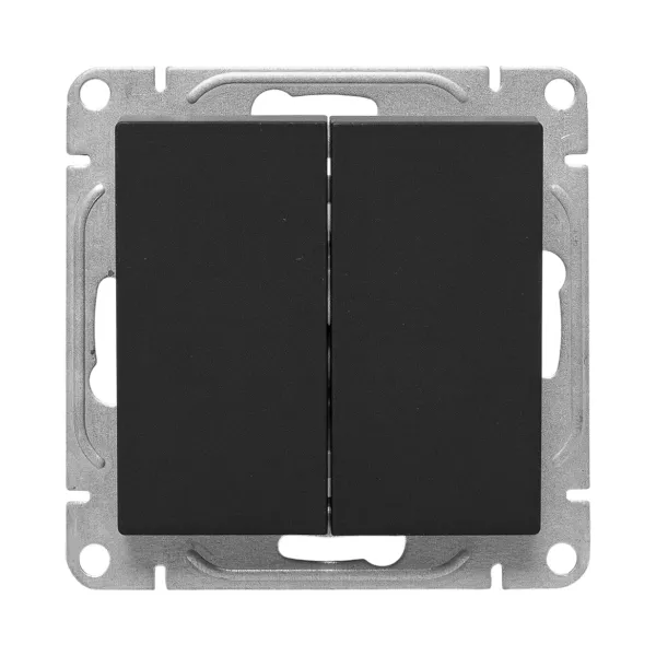 Механизм выключателя, двухклавишный, перекрёстный, чёрный Эпика EKF