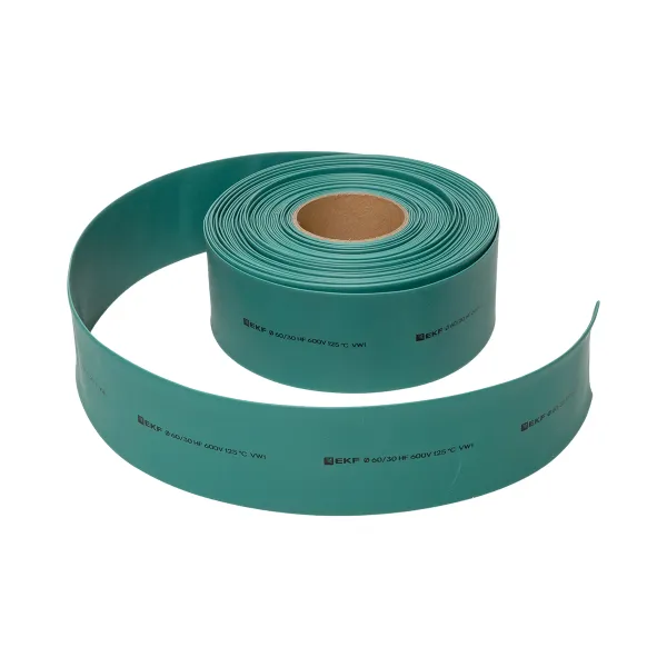 Термоусаживаемая трубка ТУТ нг 60/30 зелёная рулон EKF PROxima