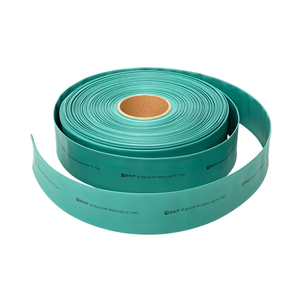 Термоусаживаемая трубка ТУТ нг 50/25 зелёная рулон EKF PROxima