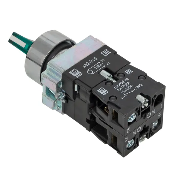 Переключатель BD21 2P c зеленой подсветкой 230В NO EKF PROxima
