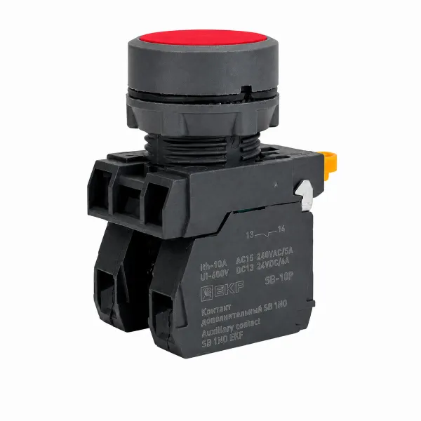 Кнопка SB-31 плоская с фиксацией 1NO красная IP65 EKF