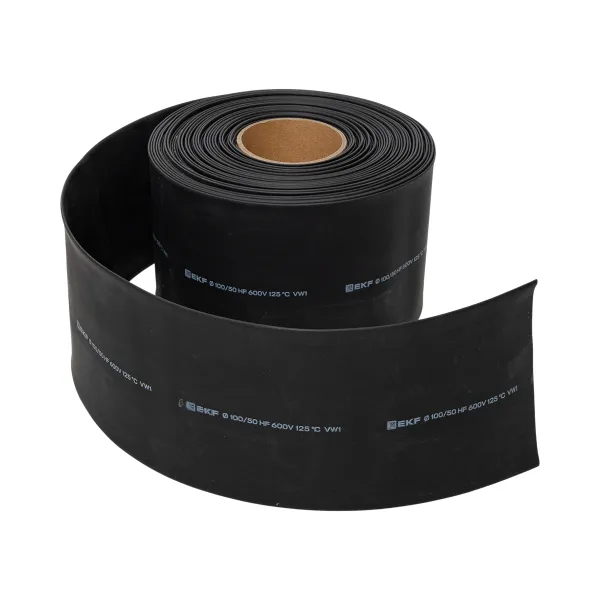 Термоусаживаемая трубка ТУТ нг 100/50 черная рулон EKF PROxima