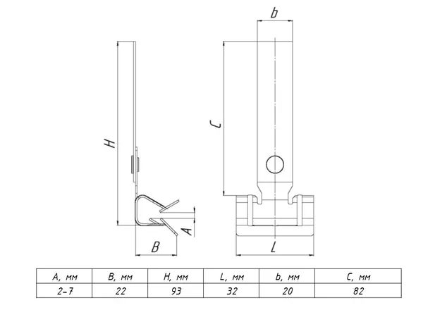 Зажим балочный 3-8 мм с пластиной TDZ EKF