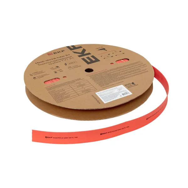 Термоусаживаемая трубка ТУТ нг 25/12,5 красная рулон EKF PROxima