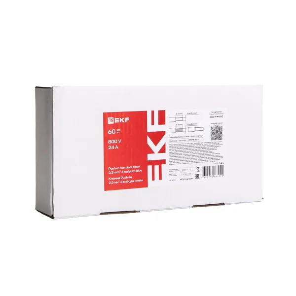 Клемма Push-in 2.5 мм2 4 вывода синяя EKF