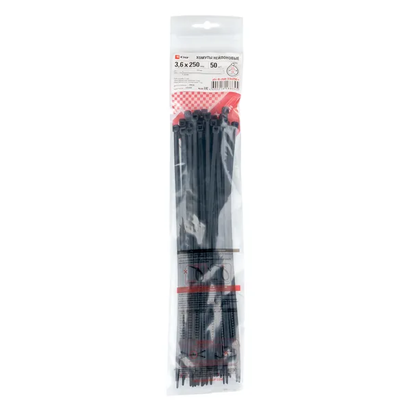 Хомут P6.6 стандартный (ч), 3.6x250 (50шт) FlexLock PROxima