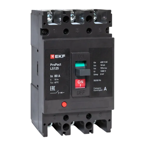 Автоматический выключатель LS125 18кА 3P 80А ProPact EKF