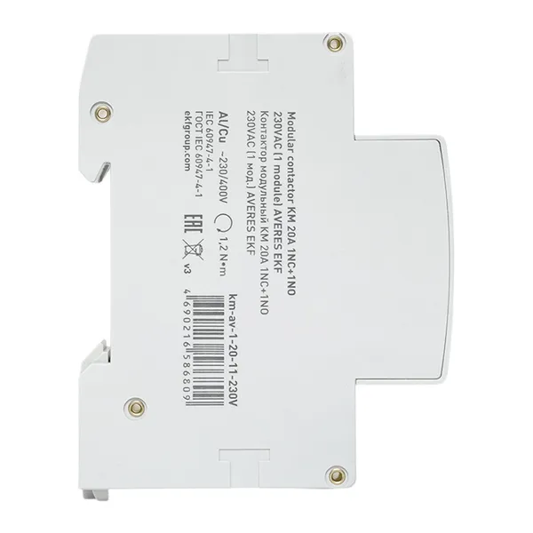 Контактор модульный КМ 20А 1NC+1NO 230VAC (1 мод.) AVERES EKF