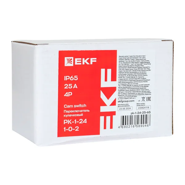 Переключатель кулачковый ПК-1-24 25А 4P «1-0-2» IP65 EKF