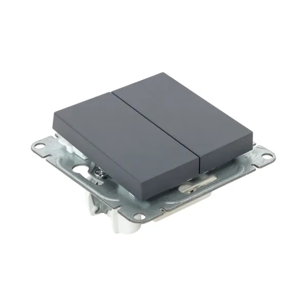 Механизм выключателя, двухклавишный, кнопочный, графит Эпика EKF