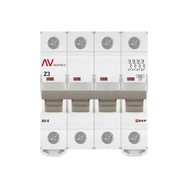 Выключатель автоматический AV-6 4P 3A (Z) 6kA EKF AVERES