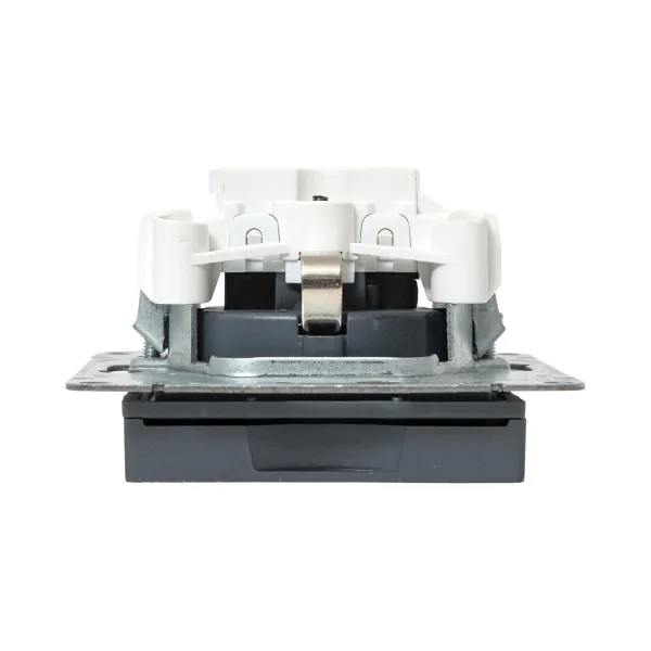 Механизм розетки, 16А, IP44, с заземлением, со шторками, c крышкой, графит Эпика EKF