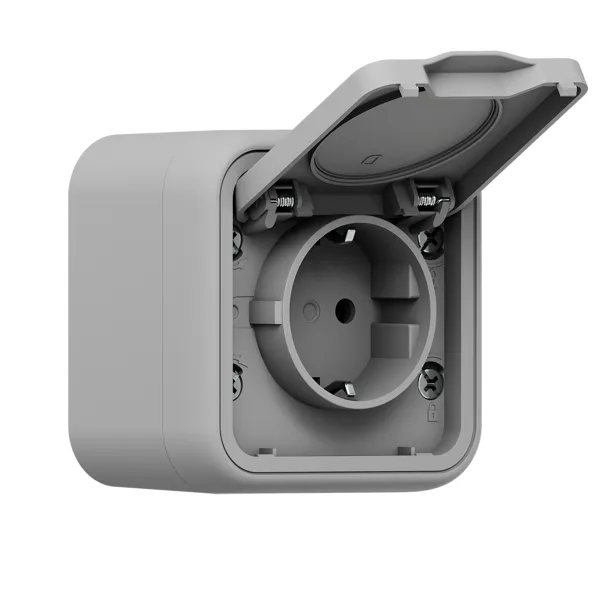 Розетка, одноместная, ОП, винтовые клеммы серый, Бронто EKF