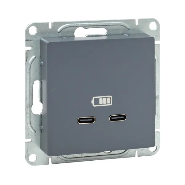 Механизм розетки USB-C - 2шт, графит Эпика EKF