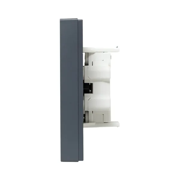 Механизм розетки двойной, 16А, без заземления, без шторок, с рамкой, графит Эпика EKF