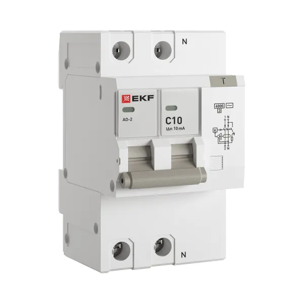 Дифференциальный автомат АД-2 10А/ 10мА (хар. C, AC, электронный) 6кА EKF PROxima