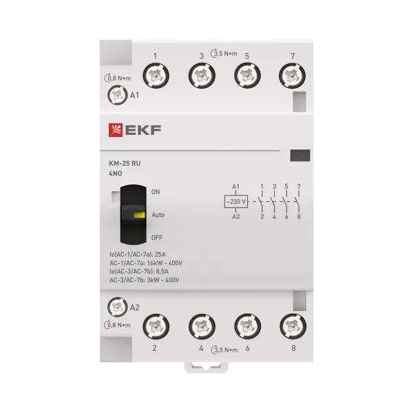 Контактор модульный КМ РУ 25А 4NO (3 мод.) EKF PROxima