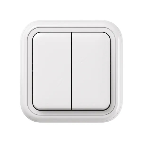 Выключатель, двухклавишный, СП, автоматические клеммы белый, Бронто EKF