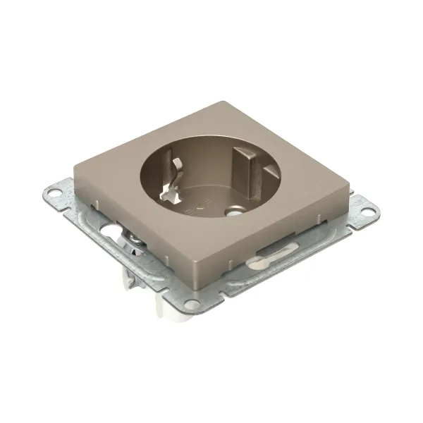 Механизм розетки, 16А, с заземлением, без шторок, шампань Эпика EKF