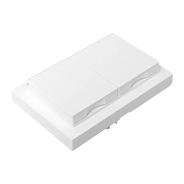 Механизм розетки двойной, 16А, IP44, с заземлением, со шторками, с рамкой, с крышками, белый Эпика EKF