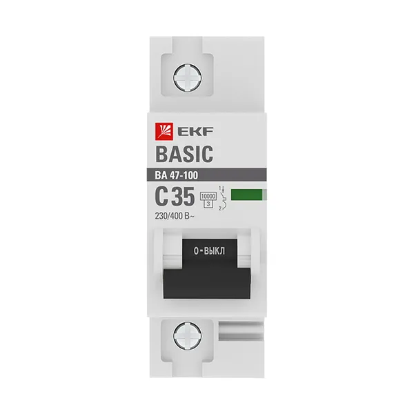 Автоматический выключатель 1P 35А (C) 10kA ВА 47-100 EKF Basic