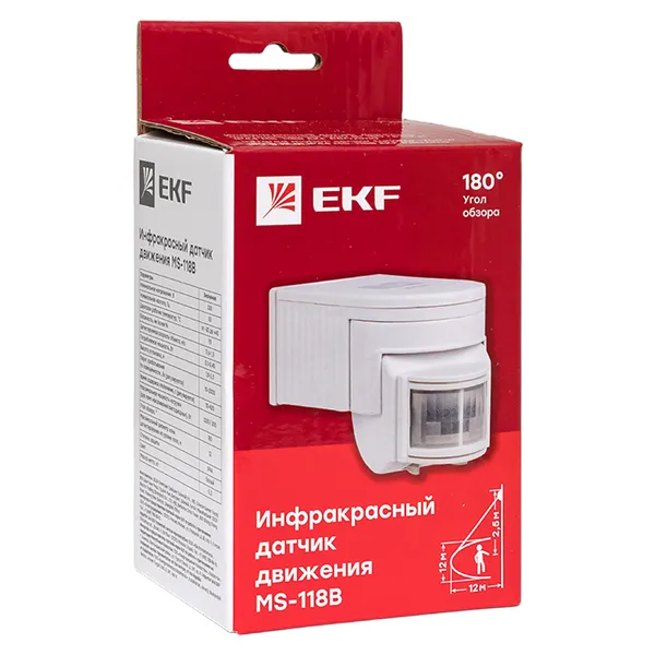 ИК датчик движения наст. 1200Вт 180гр. до 12м IP44 MS-118B EKF PROxima
