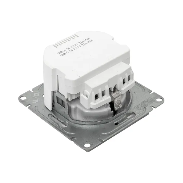 Механизм розетки с USB-A+С - 2шт, 16А, с заземлением, со шторками, алюминий Эпика EKF