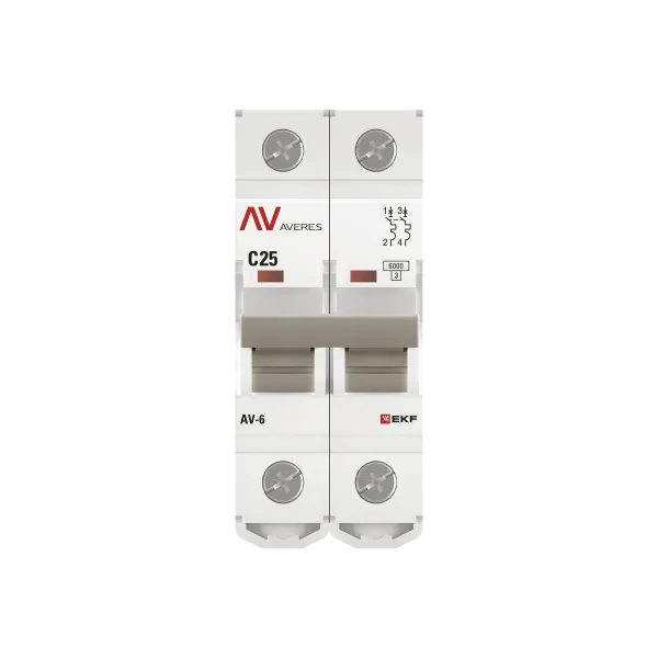 Выключатель автоматический AV-6 2P 25A (C) 6kA EKF AVERES