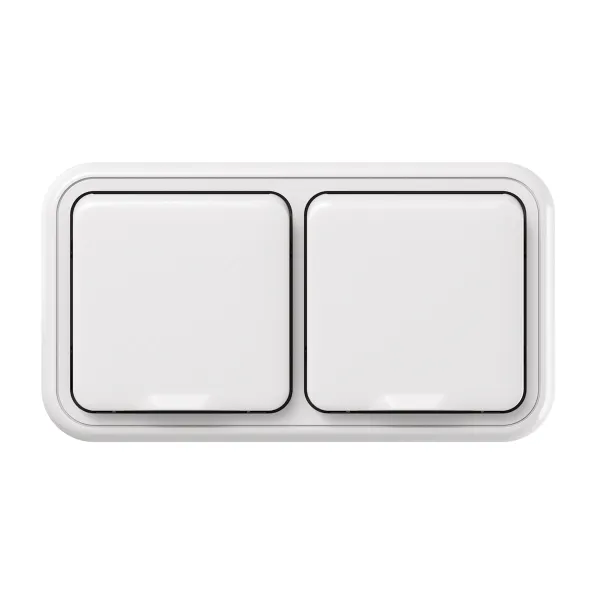 Розетка, двухместная, ОП, винтовые клеммы белый, Бронто EKF