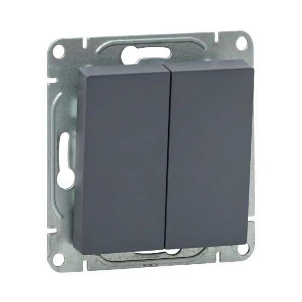 Механизм выключателя, двухклавишный, перекрёстный, графит Эпика EKF