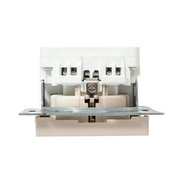 Механизм розетки с USB-C - 2шт, 16А, с заземлением, со шторками, кремовый Эпика EKF