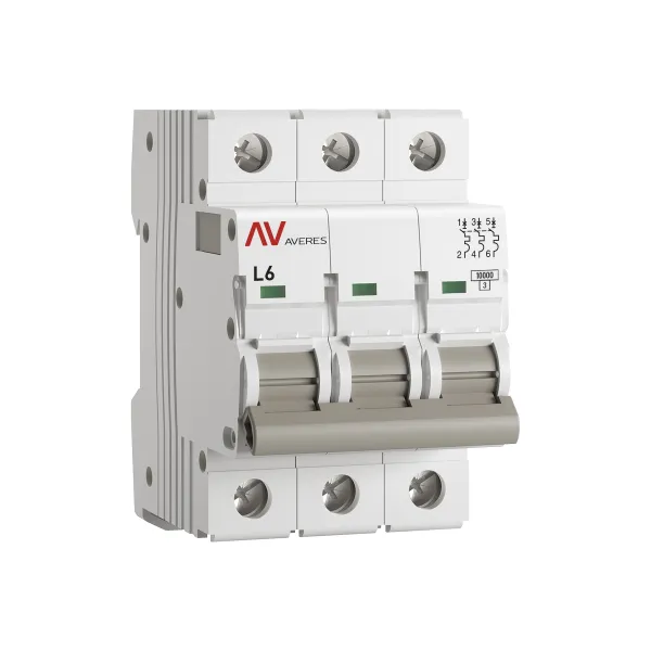 Выключатель автоматический AV-10 3P 6A (L) 10kA EKF AVERES