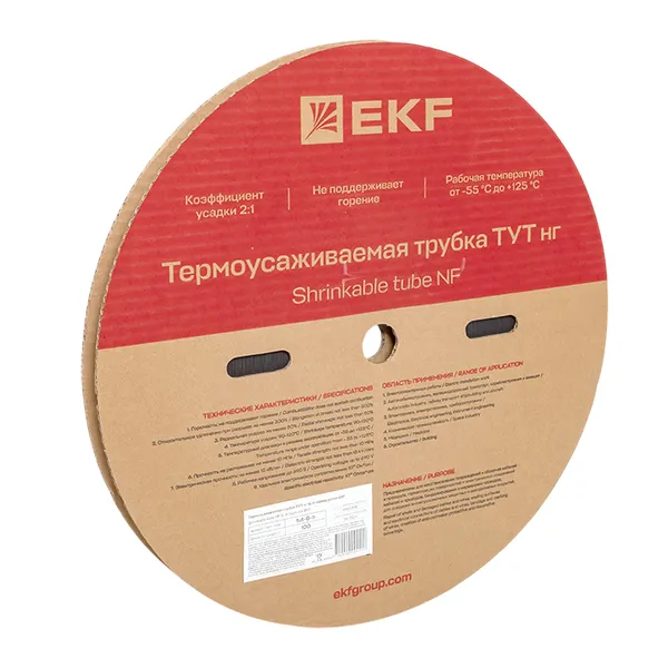 Термоусаживаемая трубка ТУТ нг 8/4 черная рулон EKF PROxima