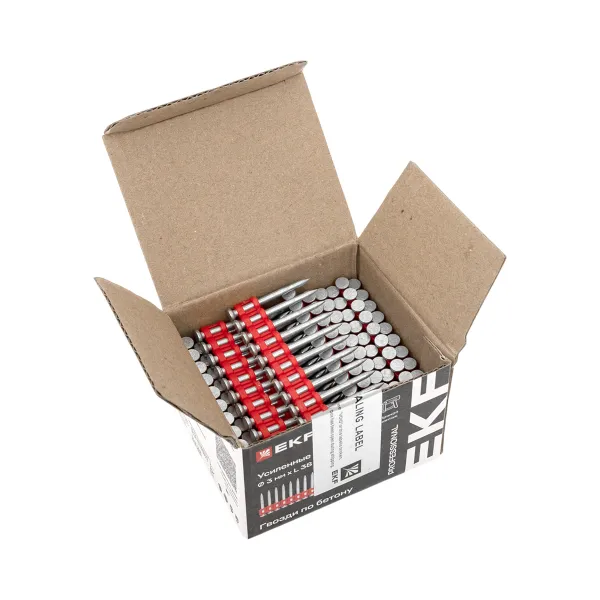 Кованые гвозди по бетону, металлу Bullet Type диаметр 3 мм длина 38 мм, цинкование (250 шт.) EKF