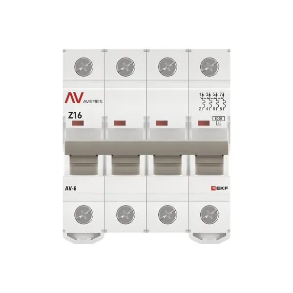 Выключатель автоматический AV-6 4P 16A (Z) 6kA EKF AVERES